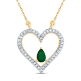 1/6CTW-DIA CN 5X3MM PS-EM NAT GEM FASHION HEART NECKLACE (18 INCH)